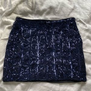Midnight Blue Sequin Mini Skirt